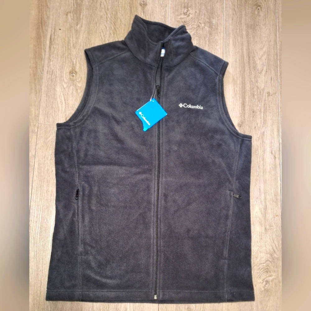 New COLUMBIA Fleece Vest Mens Size Large TALL Grey NWT